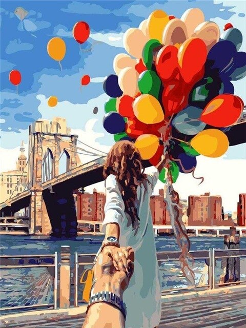 Girl Balloon Diamond Painting Scenery 5D full Square Drill